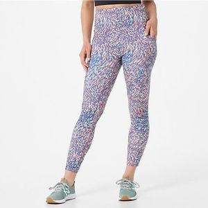 Zuda Mauve Marble Z-Move Full-Length Leggings With Seaming Detail Large Petite